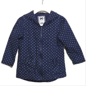 GYMBOREE Girls Polka Dot Zip Front Hooded Blue and White Cotton Jacket Size 2T